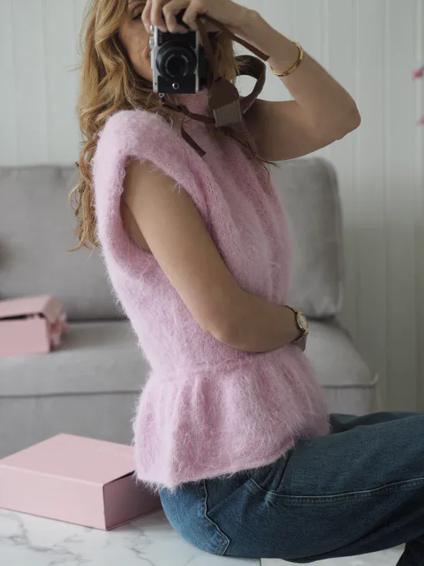 Fuzzy Peplum Top
